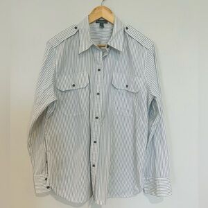 Ralph Lauren Blue and Grey Striped Casual Shirt